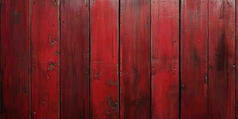 Obraz premium Rich red wood texture showcases a solid, hard surface with old, pale, and scratched panels, perfect for emphasizing a rustic and timeless aesthetic in design projects and backgrounds.