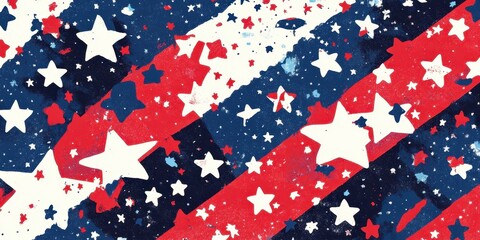 Fototapeta premium Abstract Red White and Blue Star Pattern