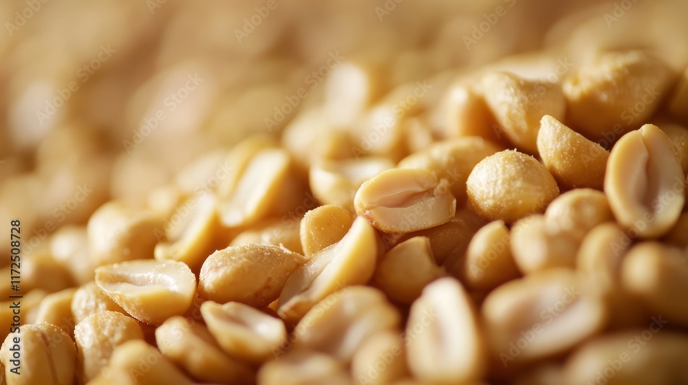 Poster peeled roasted peanuts displayed up close offer a detailed view showcasing the texture and color of 