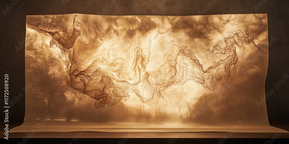 Aufkleber artistic parchment illuminated by moody lighting, creating a unique atmosphere. the artistic parchme