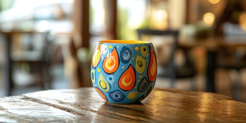 Vibrant and artistic hand painted ceramic water egg cup designed to add a splash of color to your table setting while showcasing the beauty of hand painted craftsmanship with this unique ceramic water