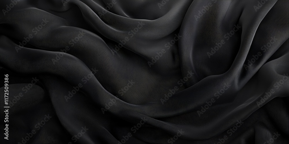 Aufkleber Black cloth waves create a stunning background texture that adds depth and elegance. This black cloth waves design is perfect for various creative projects requiring rich texture.