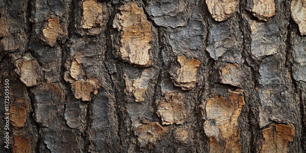 Aufkleber Natural bark texture serves as an ideal background material, showcasing intricate patterns and earthy tones perfect for various design applications. Explore natural bark texture for a unique