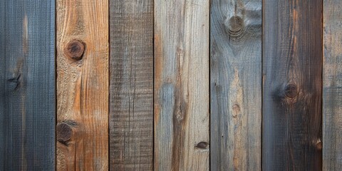 Naklejka premium Close up view of old wood planks creating a rustic background, highlighting the texture and character of old wood planks for diverse design applications. Perfect for showcasing old wood planks.