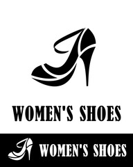 Stylish women's shoe logo featuring a high heel design with abstract curves
