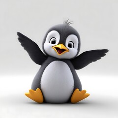Fototapeta premium Adorable 3D Rendered Penguin: A Joyful Winter Character