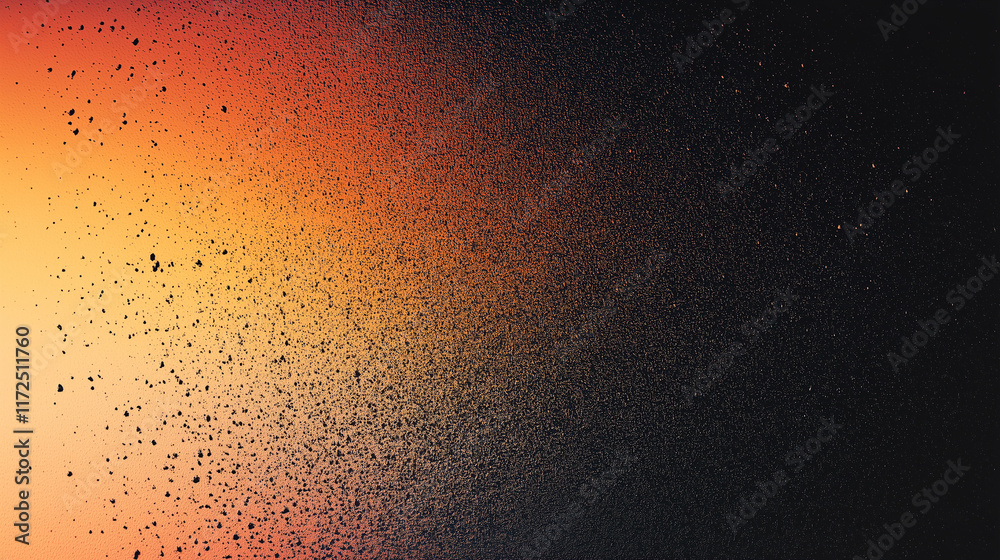 Poster fiery abstract gradient with textured depth: a bold blend of orange and black hues