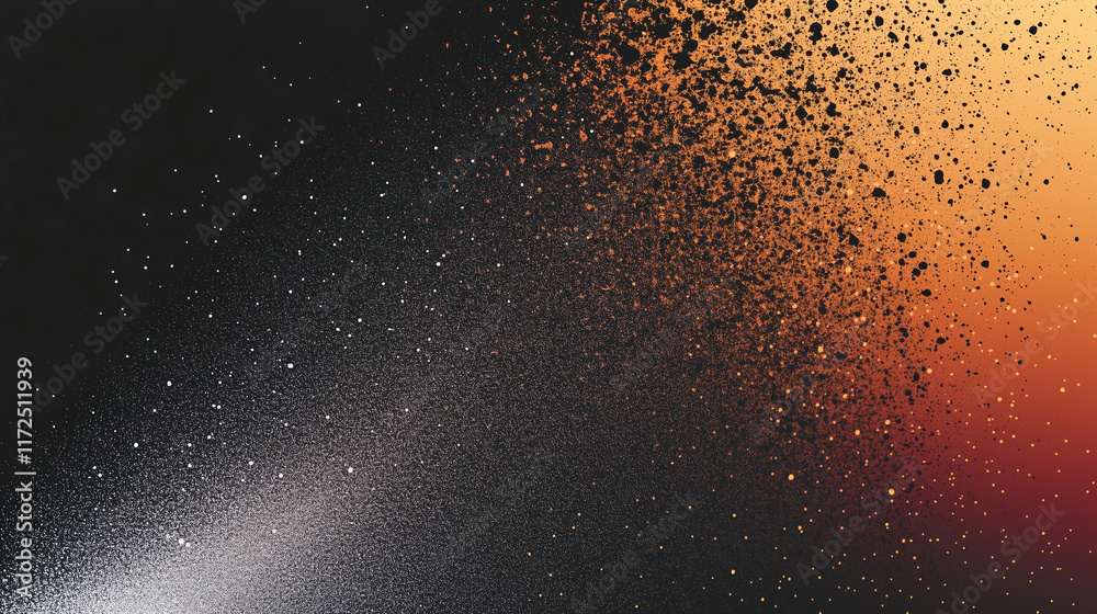Poster Fiery Abstract Gradient with Textured Depth: A Bold Blend of Orange and Black Hues