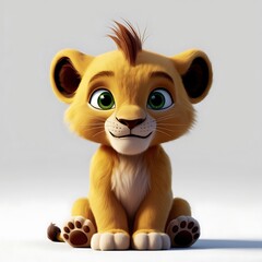 Fototapeta premium Adorable 3D Render of a Lion Cub: A Captivating Image of Youthful Innocence and Wild Beauty