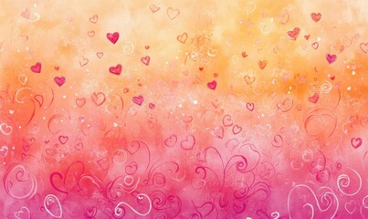 A colorful gradient background with whimsical hearts, perfect for romantic or cheerful themes.