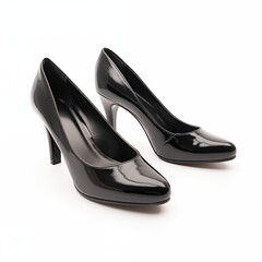 Black Patent Leather Womens High Heels Classic Pumps Studio Shot