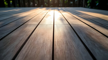 Golden Hour Wood Deck Background