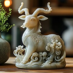 Elegant sculpture of jade antelope high resolution hd picture