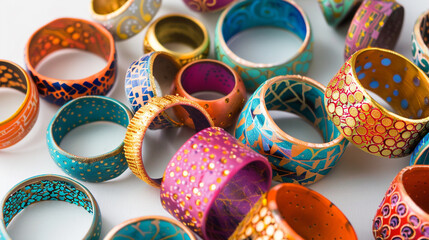 colorful bangles on a white background