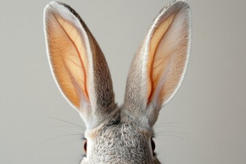 Close-up of rabbit ears showcasing unique textures and colors, s