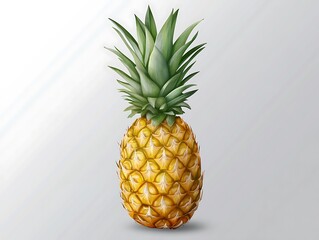 Fototapeta premium Whole pineapple, tropical and ripe, isolated on a white background 