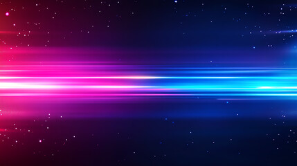 A vibrant abstract background featuring dynamic light streaks in pink and blue against a starry backdrop.