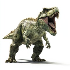 Fototapeta premium A realistic depiction of a roaring dinosaur, showcasing its powerful stance and detailed features.