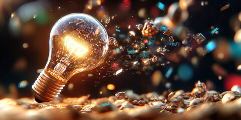 Light bulb generating digital data and innovative ideas