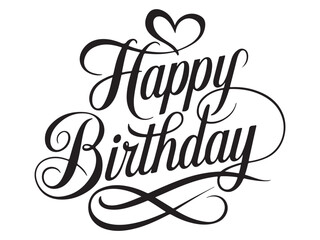 Happy Birthday text typography vector art on white background 