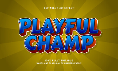 Obraz premium playful champ editable text effects with a game and kids theme
