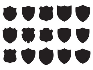 Vintage silhouette  shield vector icon set on white background 