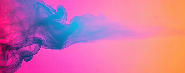 Obraz premium Smoke abstract background concept. Vibrant smoke patterns flowing in pink and blue against a colorful gradient background.