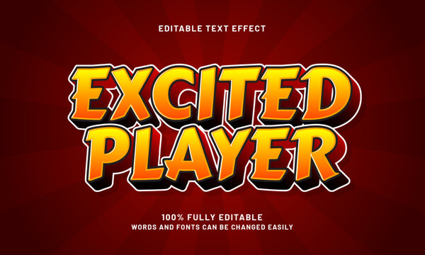 excited player editable text effects with a game and kids theme
