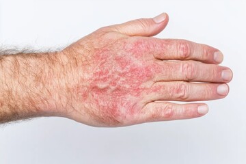 Severe Hand Erythema Close up of Red Inflamed Skin on Male Hand