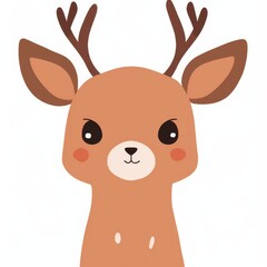 Obraz premium A cute cartoon deer with large, expressive eyes and small antlers, featuring a friendly expression and soft brown coloring.