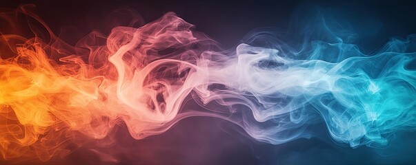 Obraz premium Smoke abstract background concept. A stunning blend of colorful smoke waves representing energy and motion.