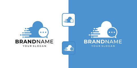 Cloud Chat Logo Design Vector Illustration