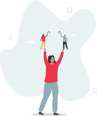 Employee voice, listen to colleague opinion or idea, choose to believe in truth, fact or liar team member concept.flat characters.