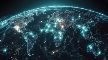 Global Network Visualization with Bright Connections over Earth