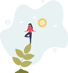 sun and green plant concept of purity of nature.flat characters.