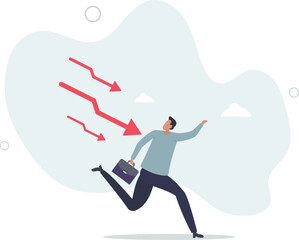 Business failure, economic recession or investment loss or stock market falling down, crisis or crash, investing risk or depression concept.flat characters.