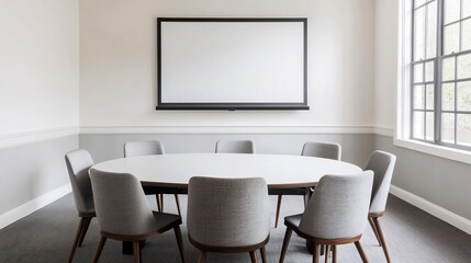 Contemporary Meeting Room with Minimalist Furniture and Technology Accents