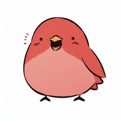 Obraz premium A cute, cartoon-style red bird with a round body and a cheerful expression, designed to evoke a sense of joy and playfulness.