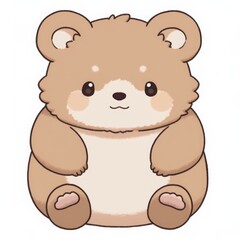 A cute, cartoon-style bear character with a round body, small ears, and a friendly expression, designed in soft brown tones.