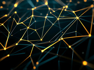 Abstract 3D Network Golden Lines
