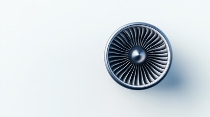 High-Resolution Close-Up of Jet Engine Turbine with Detailed Blades and Smooth Silver Finish for Aviation and Technology Themes