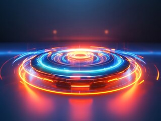 Fototapeta premium Abstract Circular Light Display Neon Orange Blue