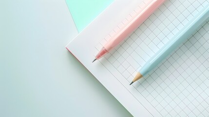 Minimalist Stationery Supplies on Pastel Desk for Education or Work