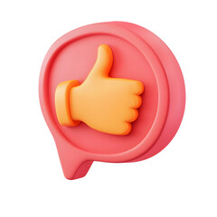 Thumbs-Down Icon in 3D Isometric Speech Bubble with Matte Finish in Cartoon Style