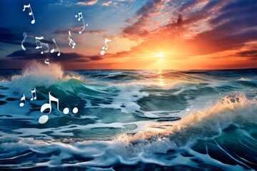 ocean melody waves in the ocean gently crashing as music notes s