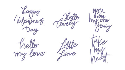 Happy Valentine's Day handwriting calligraphy set on white background, Flat Modern design , illustration Vector EPS 10t Modern design , illustration Vector EPS 10