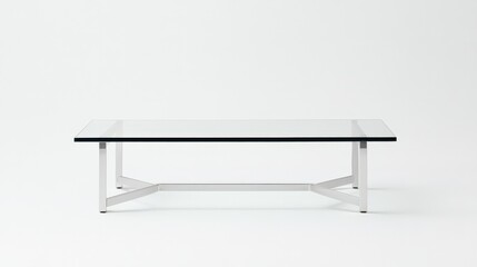 Modern glass coffee table with a sleek metal frame, perfect for contemporary interiors.