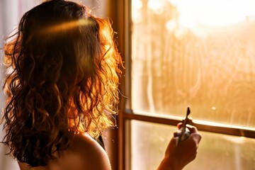 morning hair care routine a person brushing their hair with a br