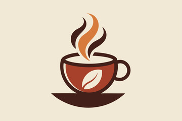 Fototapeta premium This logo showcases a minimalist design of a coffee cup emitting steam, creating a warm and inviting feel, A minimalist logo of a coffee cup with steam, minimalist simple modern vector logo design