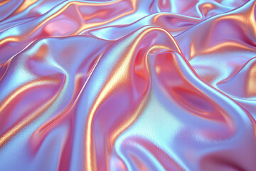 Iridescent pink silk fabric draped background, soft folds, luxurious texture